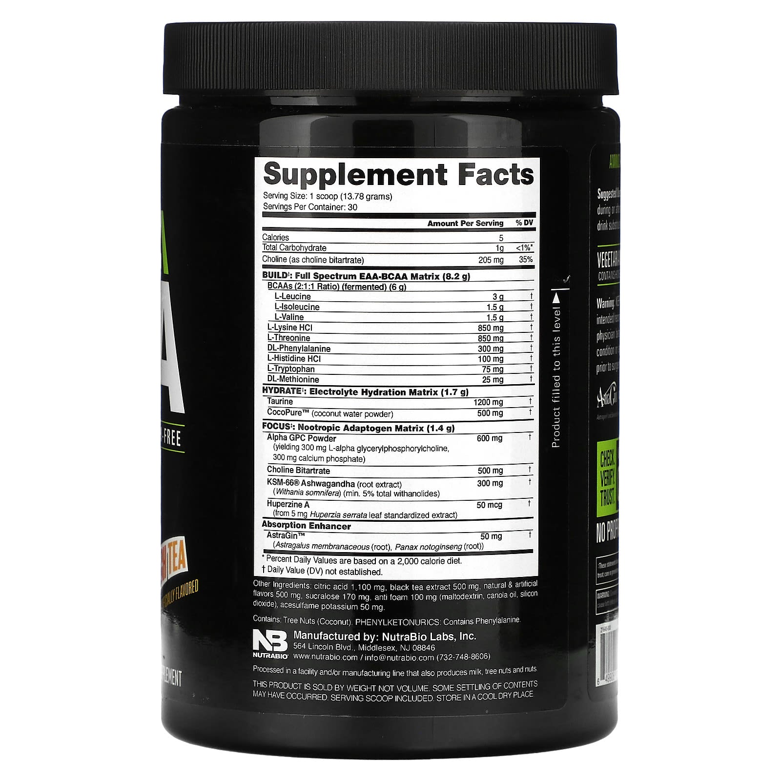 NutraBio, Alpha EAA, Peach Tea, 0.91 lb (413 g) - Image 2