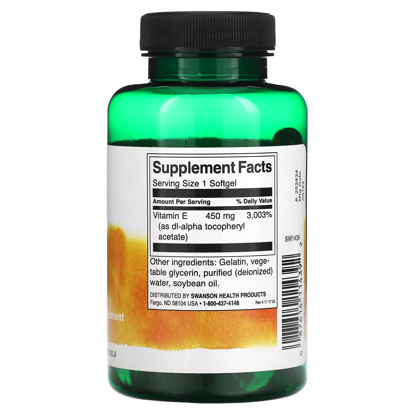Swanson, Vitamin E, 1,000 IU, 60 Softgels - Image 2