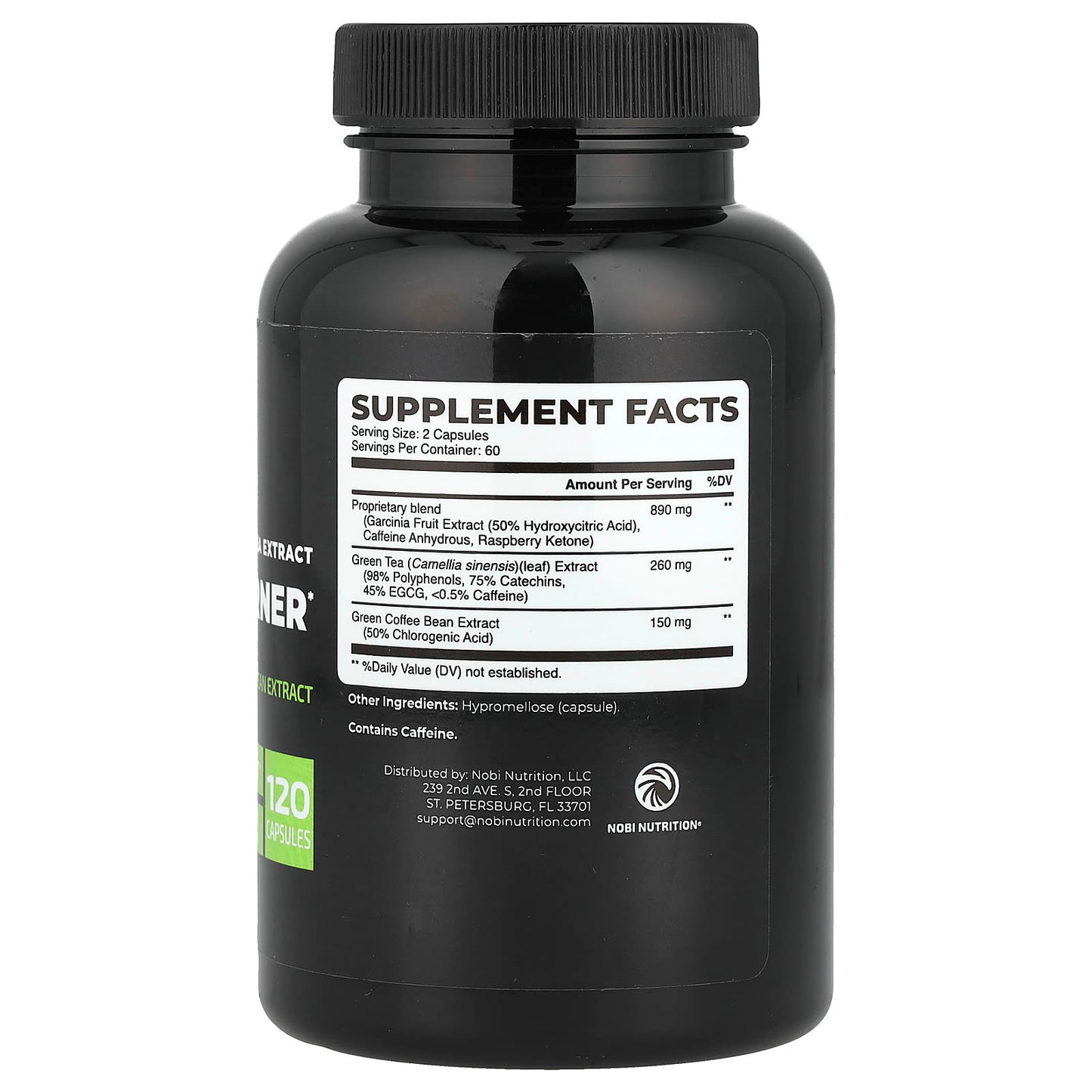 Nobi Nutrition, Premium Green Tea Extract Fat Burner, 120 Capsules - Image 2