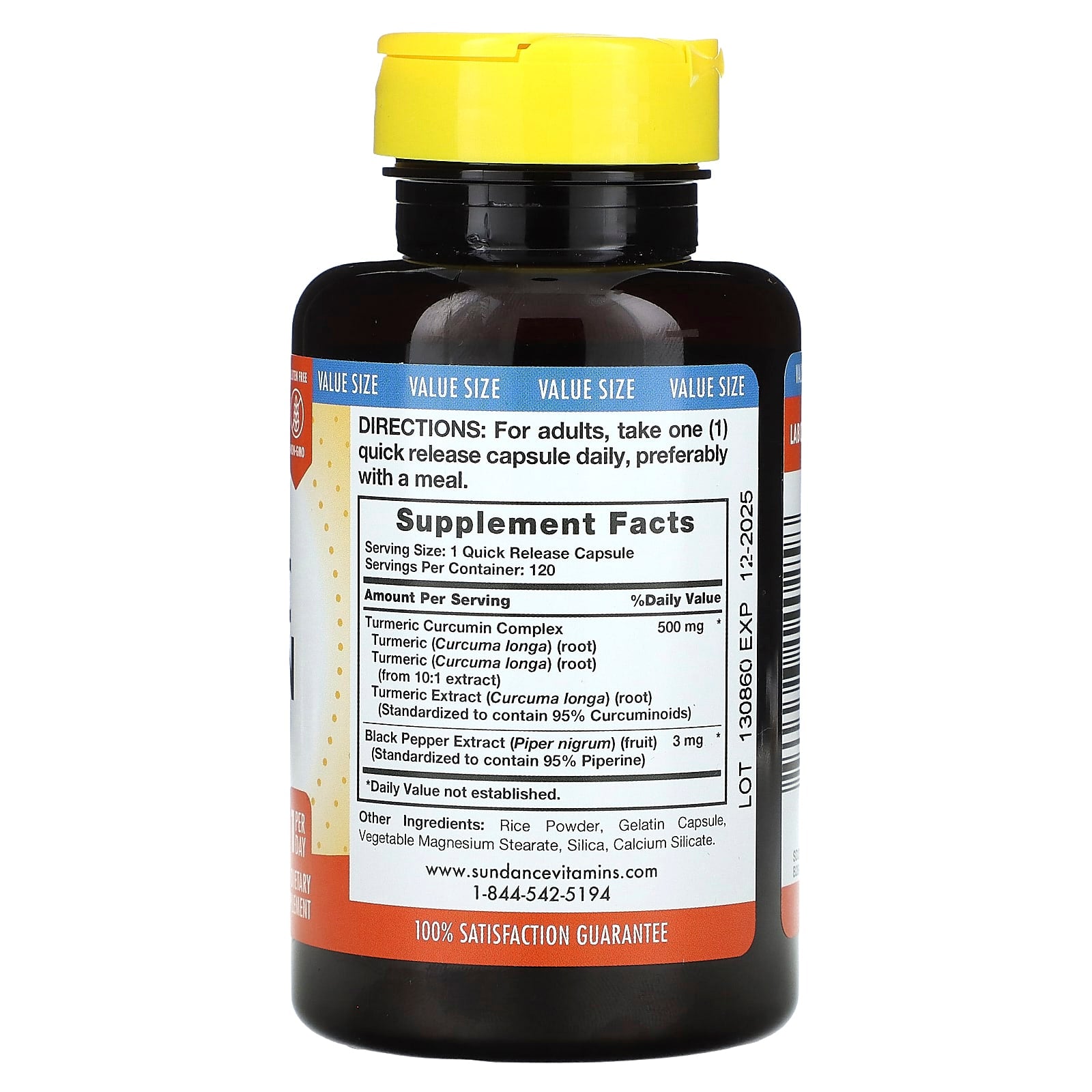 Sundance Vitamins, Standardized Turmeric Curcumin Complex, 120 Quick Release Capsules - Image 2