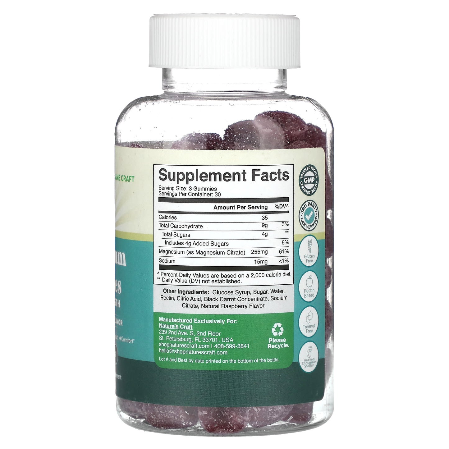 Nature's Craft, Magnesium Gummies, Extra Strength, Raspberry, 90 Gummies - Image 2