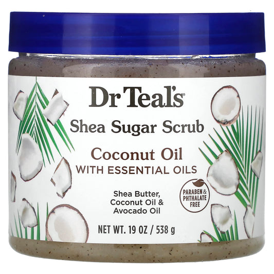 Dr. Teal's Shea Sugar Body Scrub, Coconut Oil & Essential Oils, 19oz - Image 1