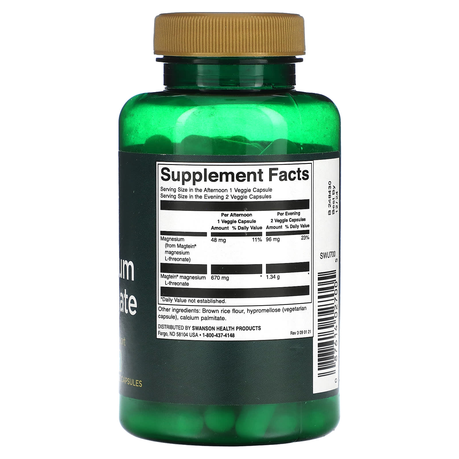 Swanson, Magnesium L-Threonate, 90 Veggie Capsules - Image 2