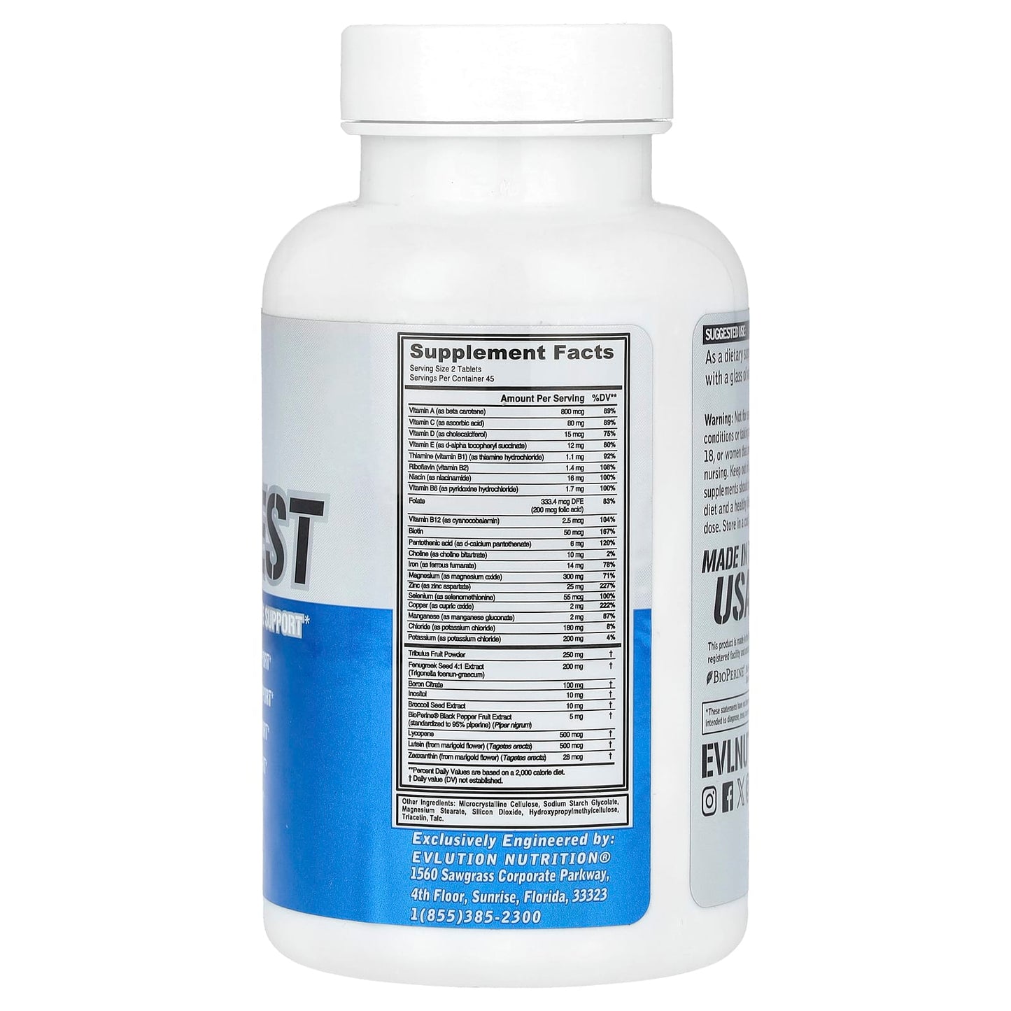 EVLution VitaTest Men's Nutrient Complex, 90 Tablets, Testosterone Support - Image 2
