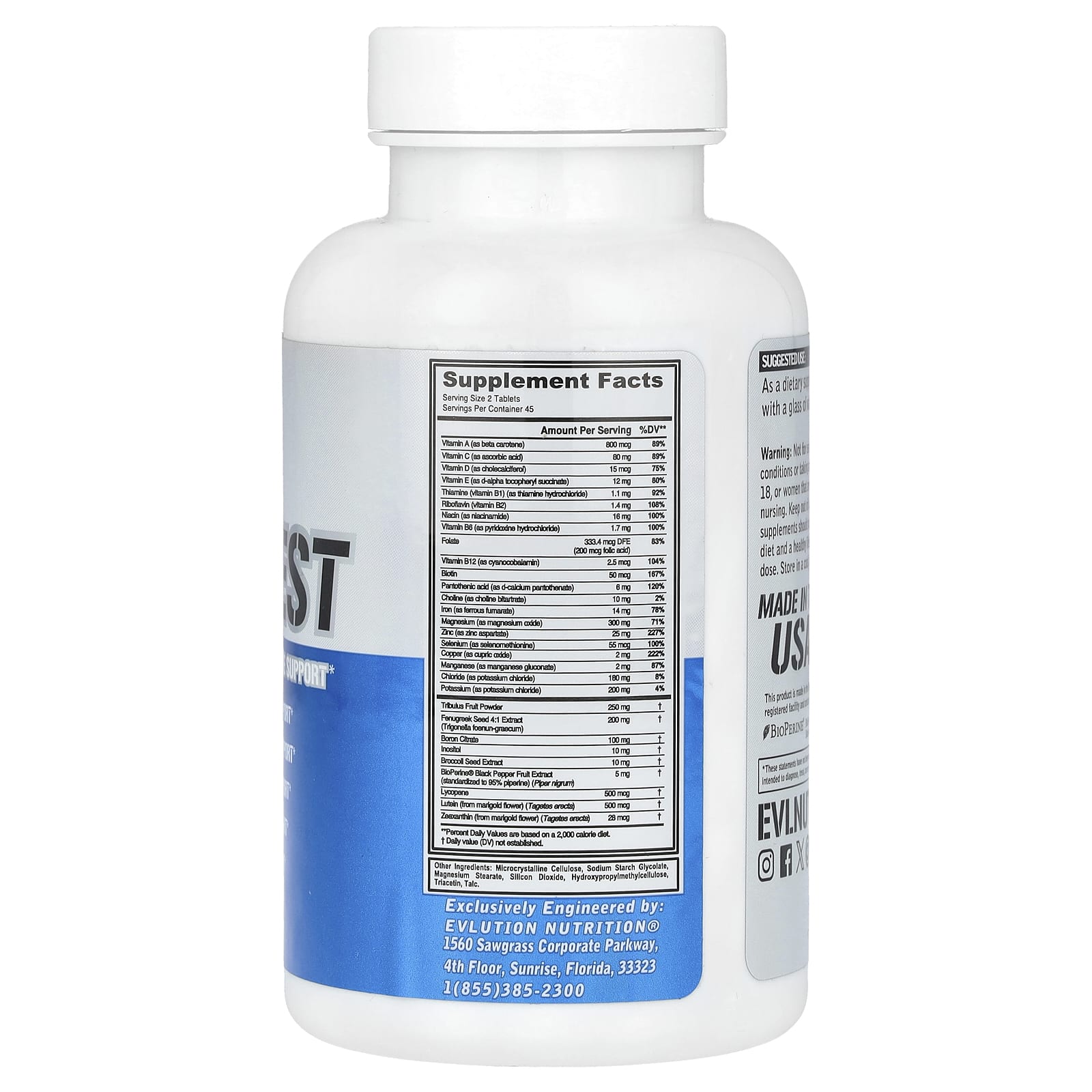 EVLution VitaTest Men's Nutrient Complex, 90 Tablets, Testosterone Support - Image 2