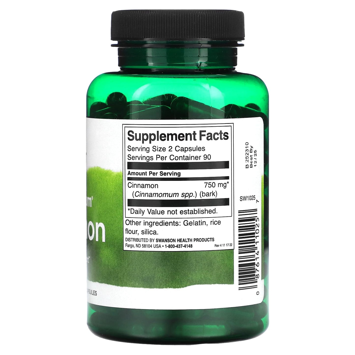 Swanson, Full Spectrum Cinnamon, 375 mg, 180 Capsules - Image 2