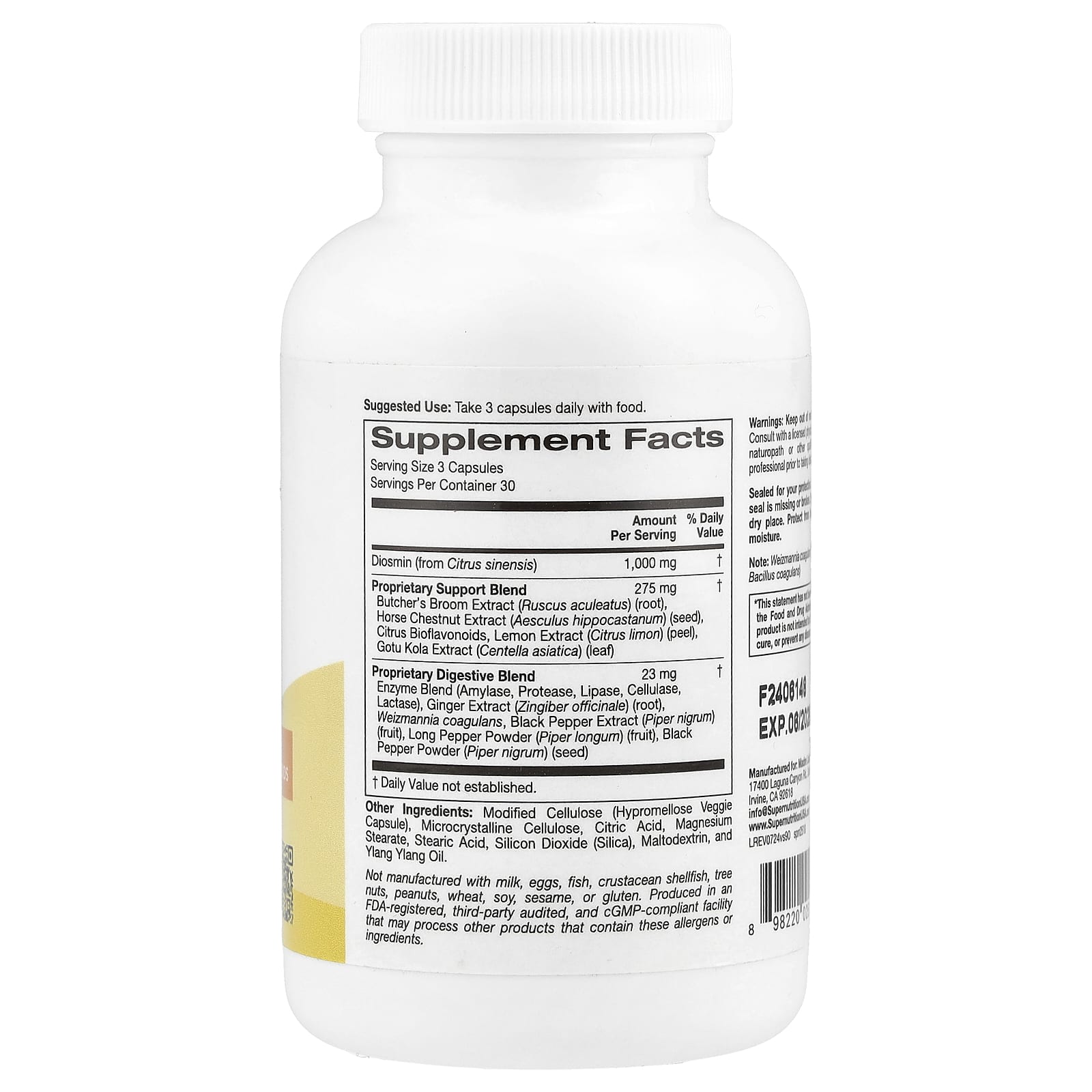 Vein Support Formula with Natural Ingredients - 90 Veggie Capsules - Image 2