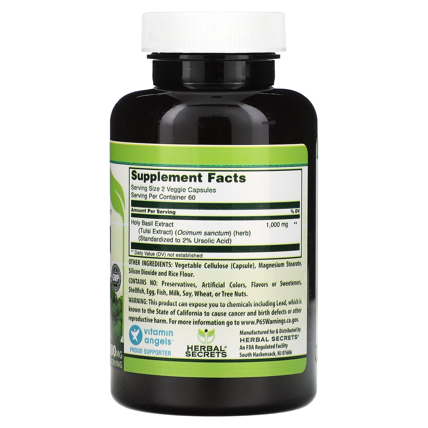 Holy Basil Supplements by Herbal Secrets - 120 Veggie Capsules 500mg - Image 2