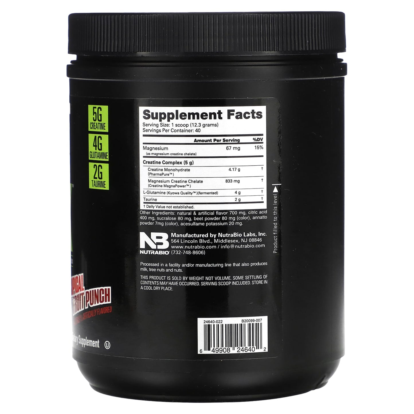 NutraBio, CGT MAX, Tropical Fruit Punch, 1.1 lb (491 g) - Image 2