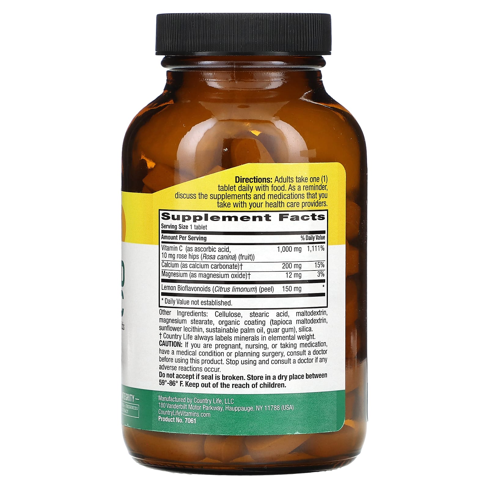 Country Life Buffered Vitamin C, 1000mg, Gluten-Free, 100 Tablets - Image 2