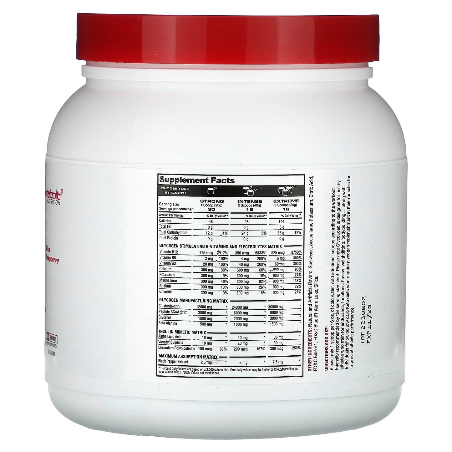Metabolic Nutrition, GlycoLoad, Blue Raspberry, 600 g - Image 2