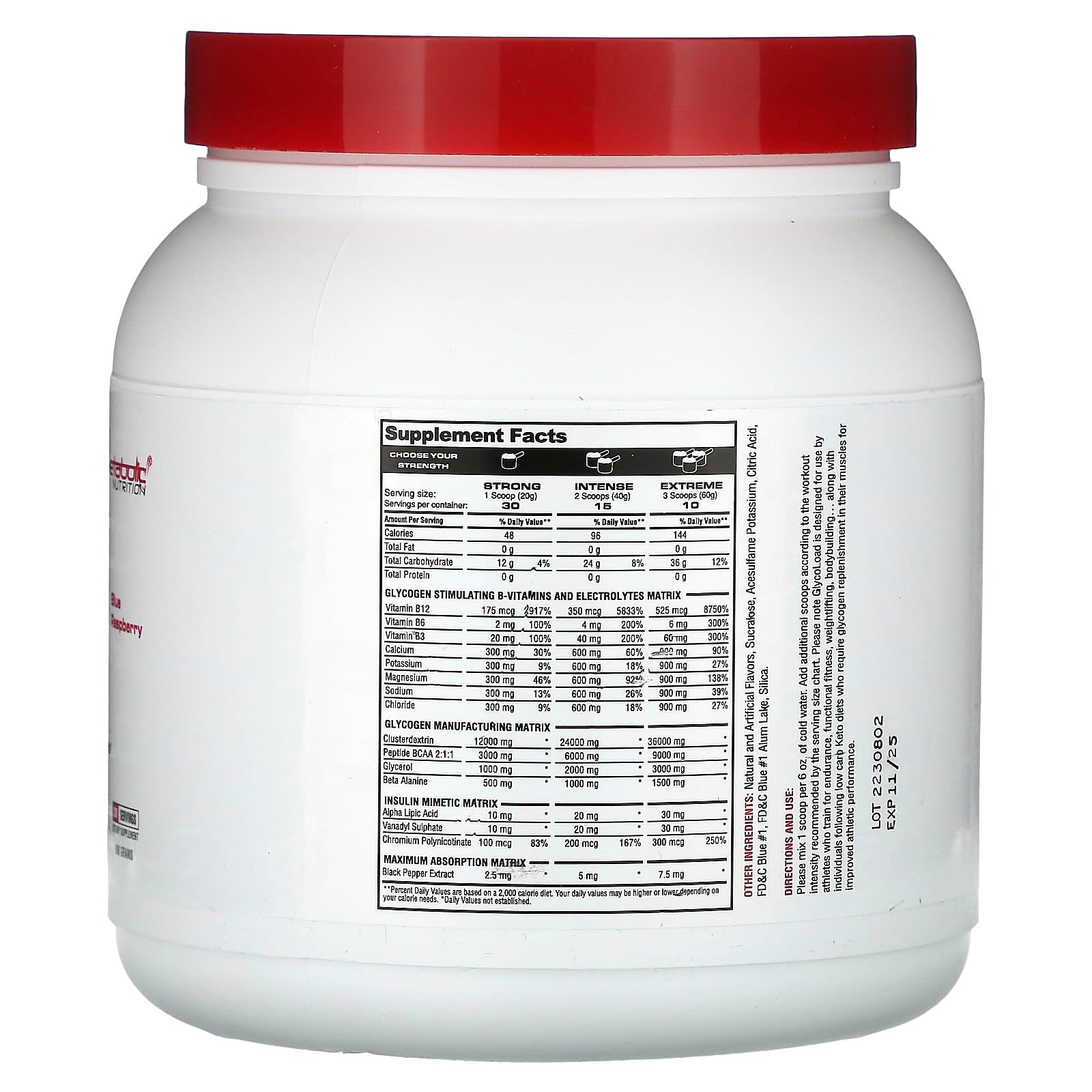 Metabolic Nutrition, GlycoLoad, Blue Raspberry, 600 g - Image 2