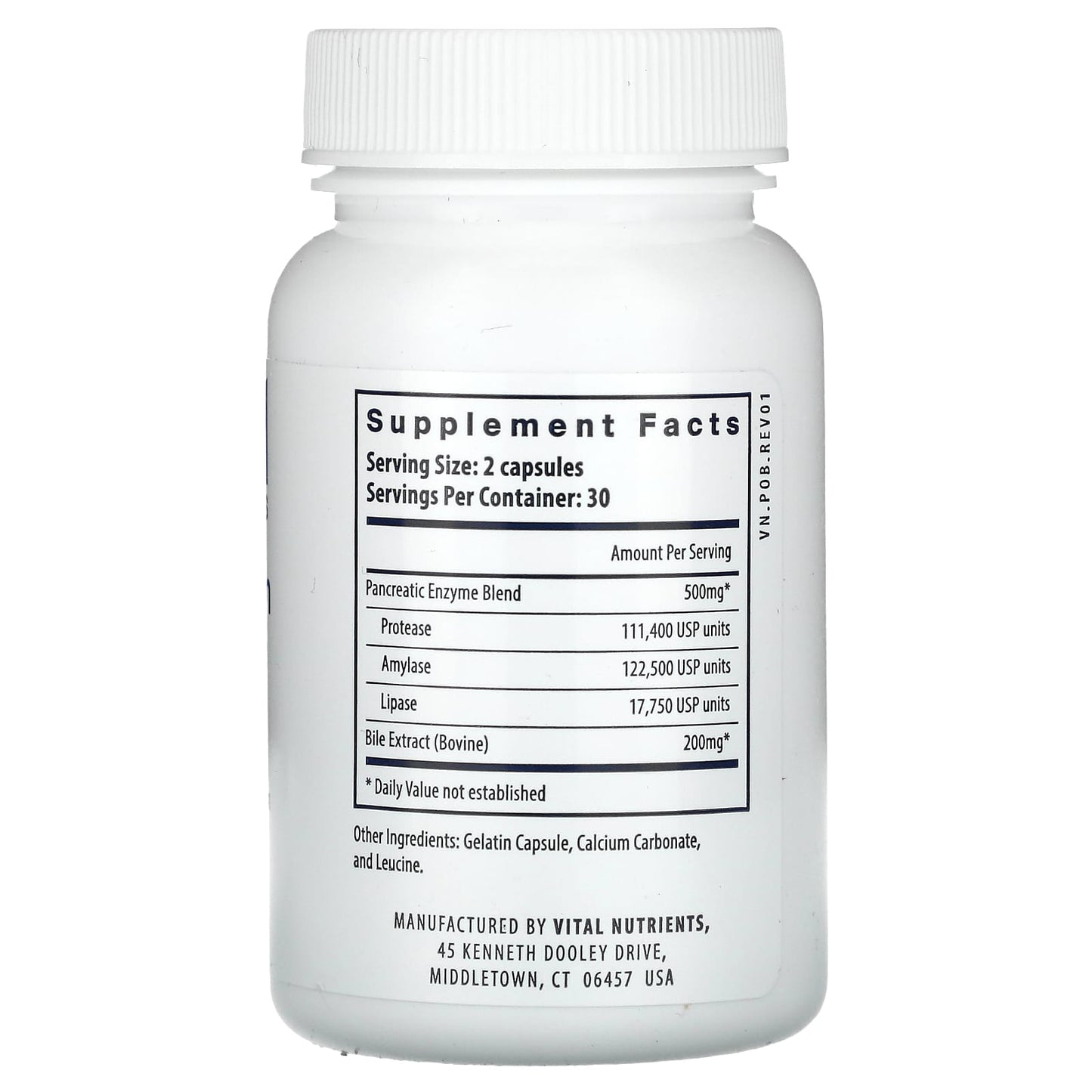 Vital Nutrients, Pancreatin & Ox Bile Extract, 60 Capsules - Image 2