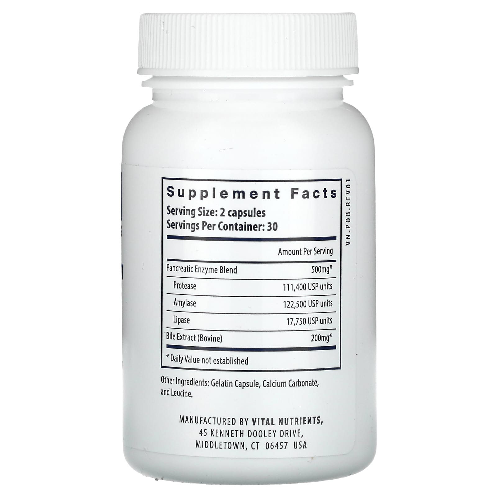 Vital Nutrients, Pancreatin & Ox Bile Extract, 60 Capsules - Image 2