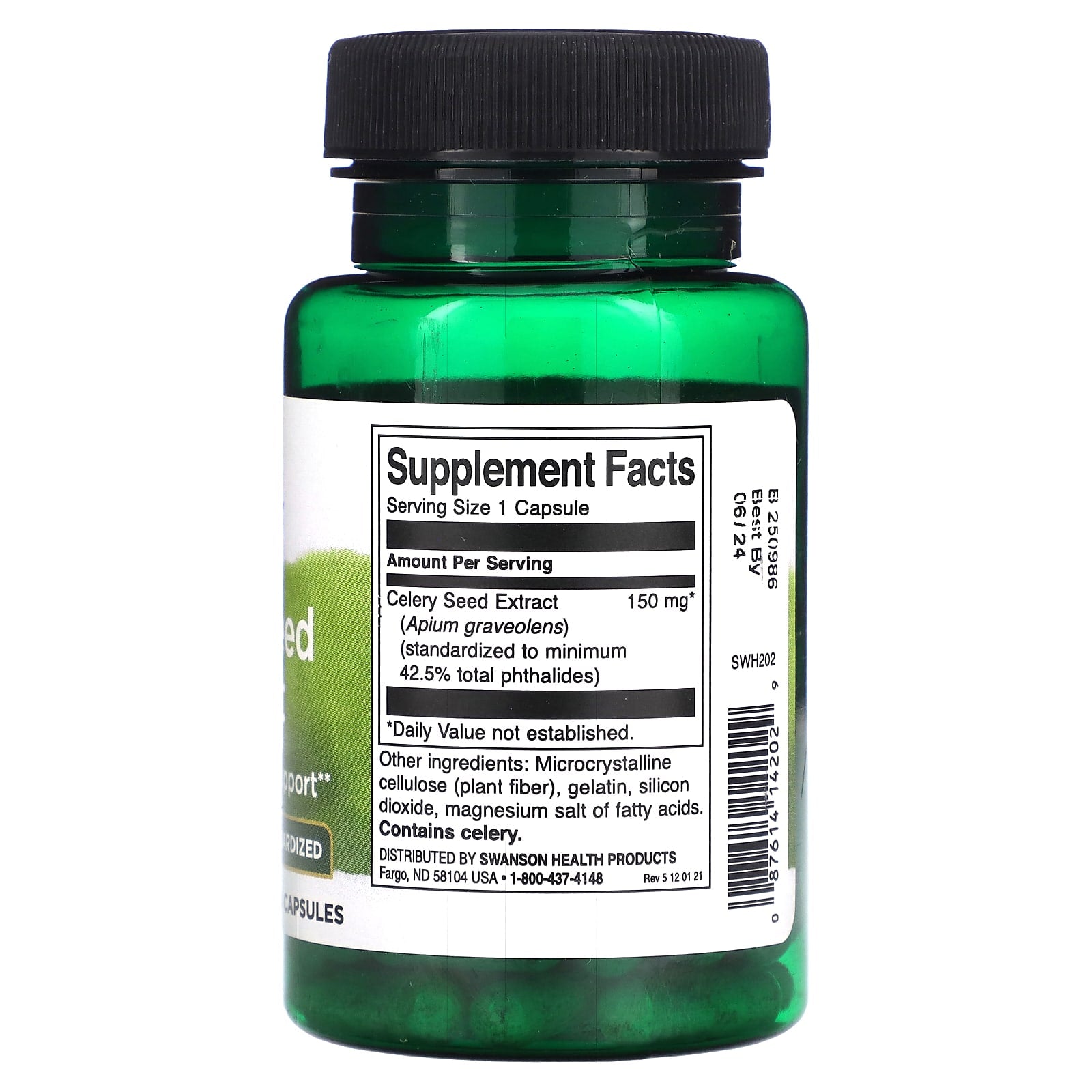 Swanson, Celery Seed Extract, Maximum Strength, 60 Capsules (150 mg per Capsule) - Image 2