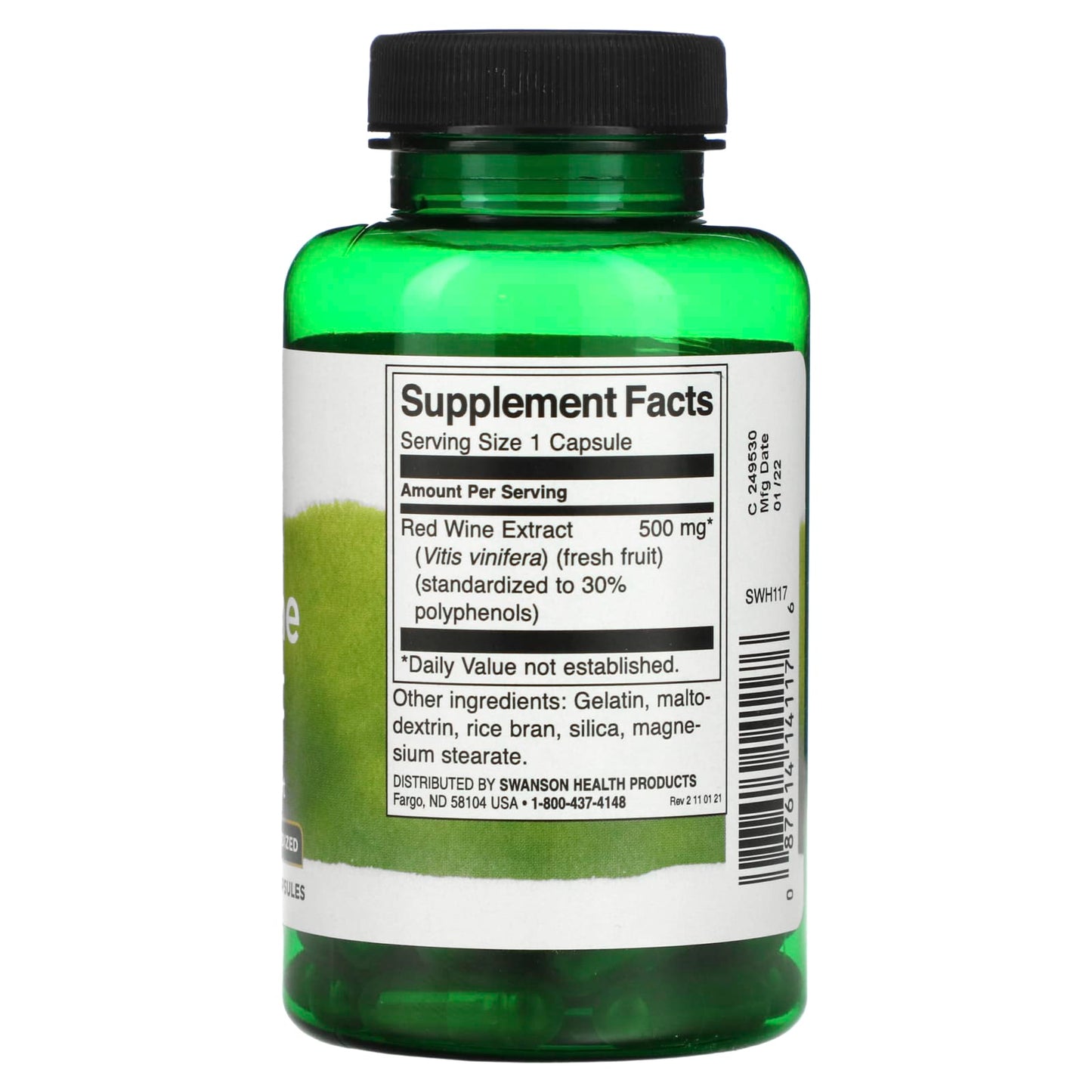 Swanson, Red Wine Extract, 500 mg, 90 Capsules - Image 2
