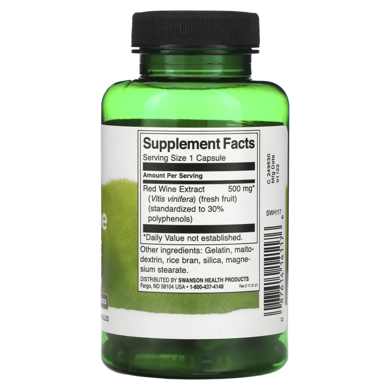 Swanson, Red Wine Extract, 500 mg, 90 Capsules - Image 2
