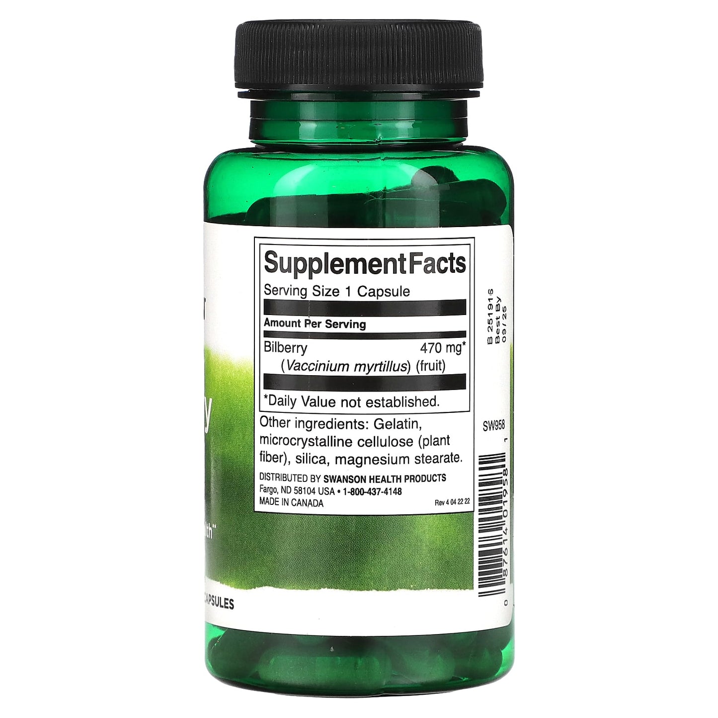 Swanson, Bilberry Fruit, 470 mg, 100 Capsules - Image 2