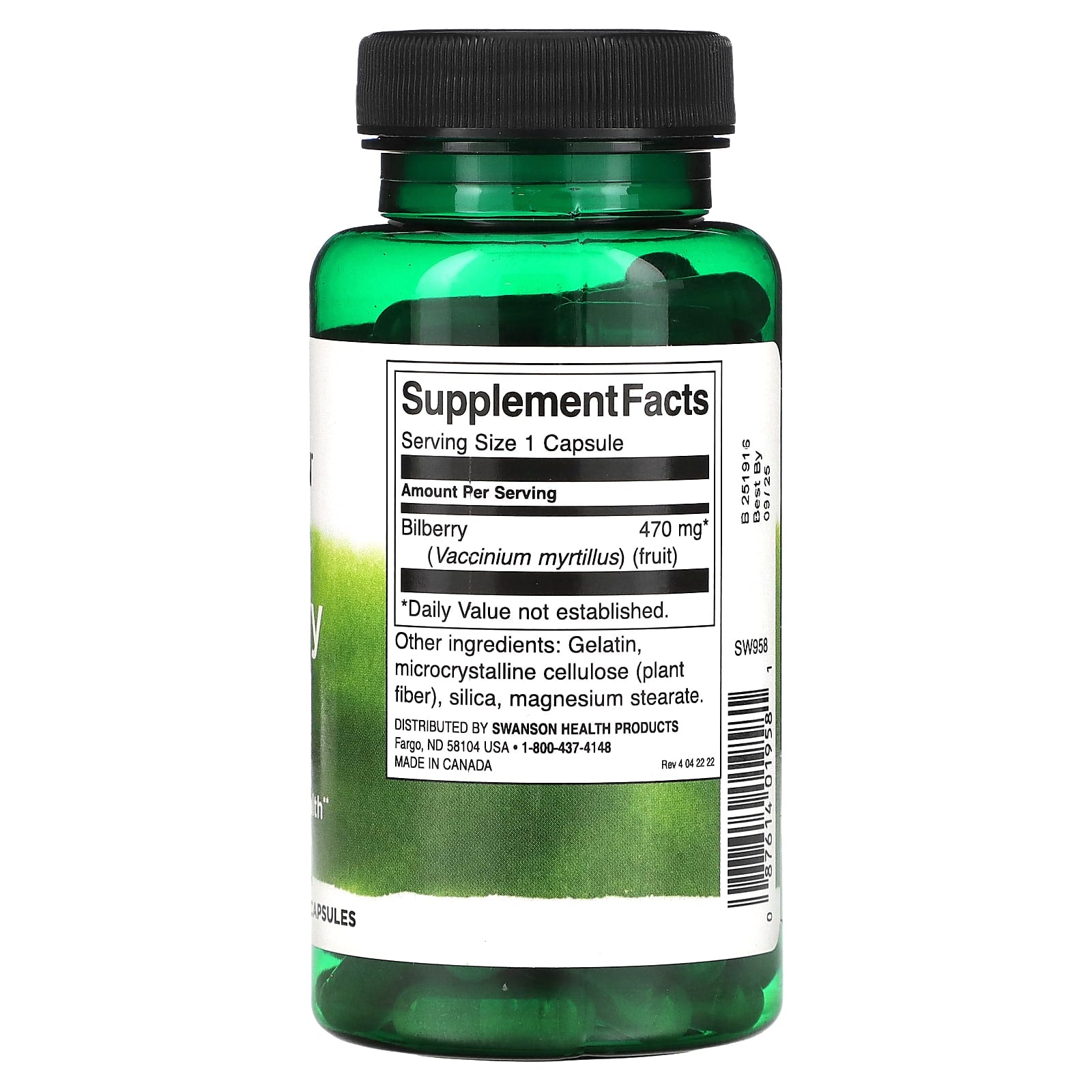 Swanson, Bilberry Fruit, 470 mg, 100 Capsules - Image 2