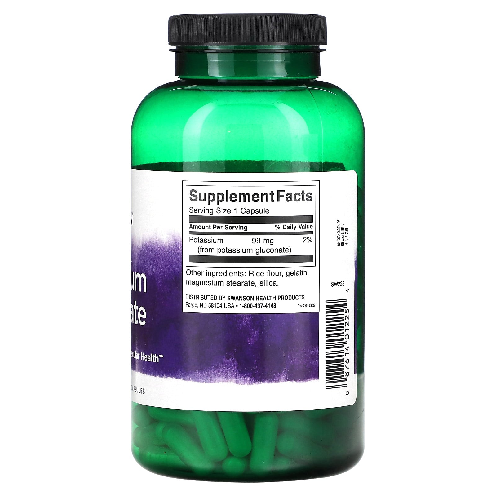Swanson, Potassium Gluconate, 99 mg, 250 Capsules - Image 2