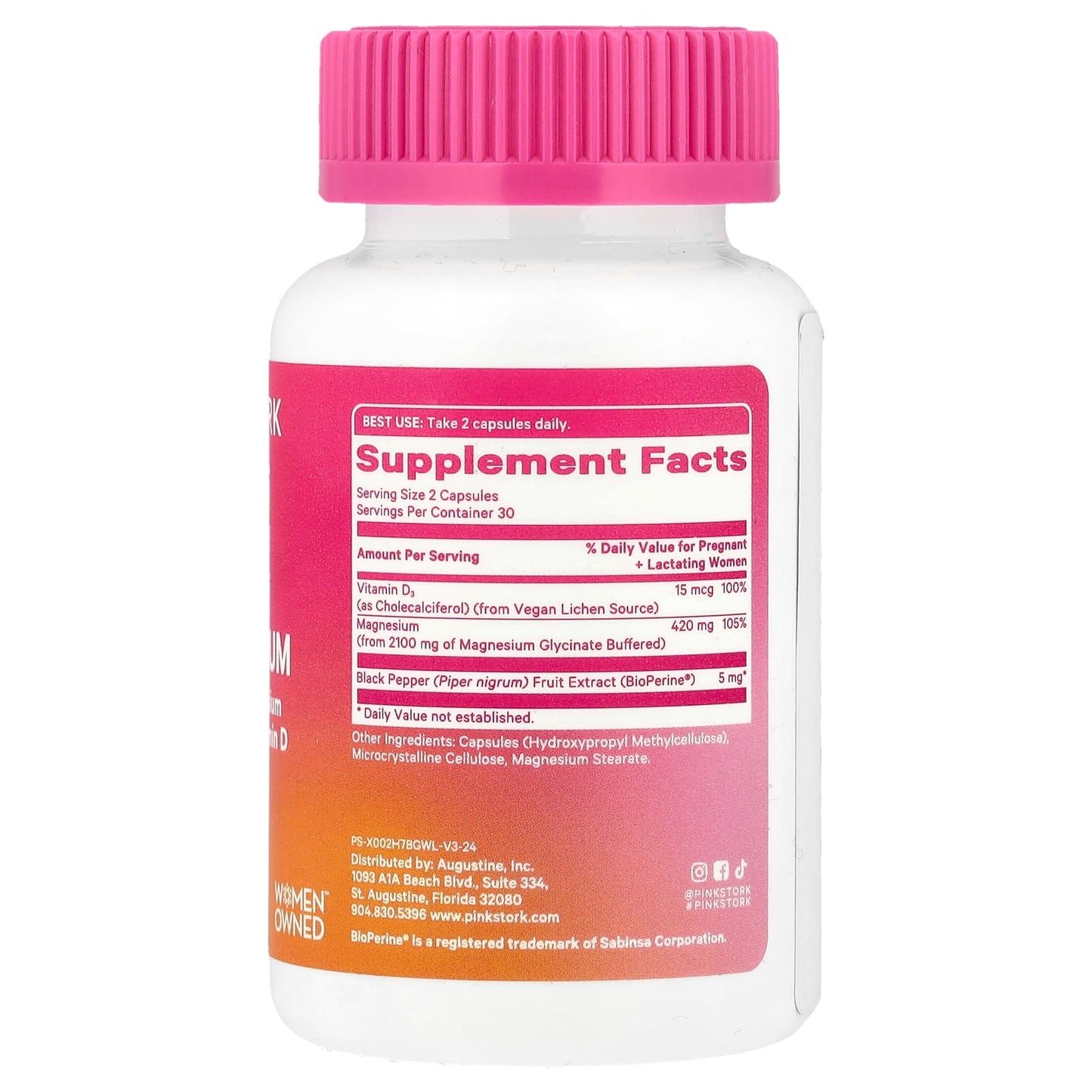 Pink Stork, Magnesium, 60 Capsules - Image 2