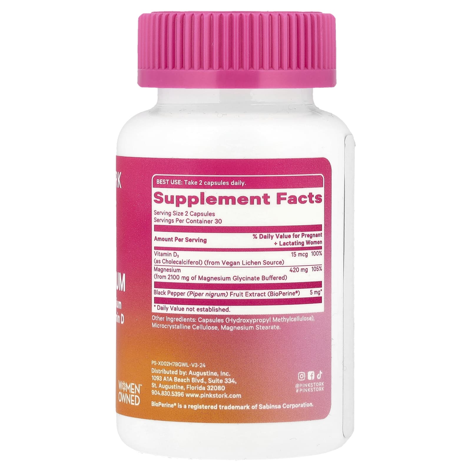 Pink Stork, Magnesium, 60 Capsules - Image 2