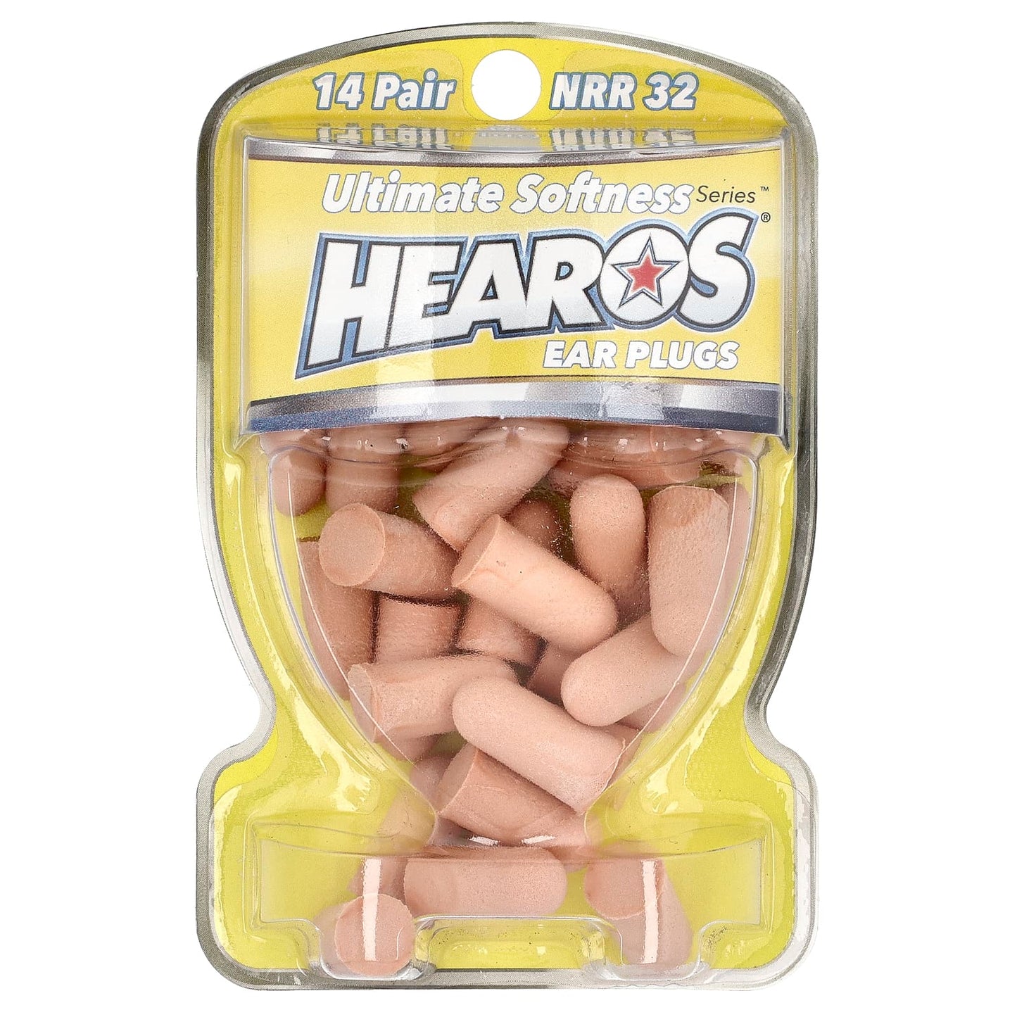 Hearos Ultimate Softness Ear Plugs, NRR 32, Yellow, 14 Pairs - Image 1