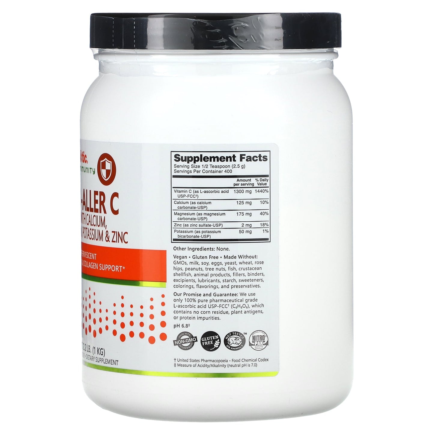NutriBiotic, Immunity, Hypo-Aller C, Vitamin C with Calcium, Magnesium, Potassium & Zinc, 2.2 lb (1 kg) - Image 2