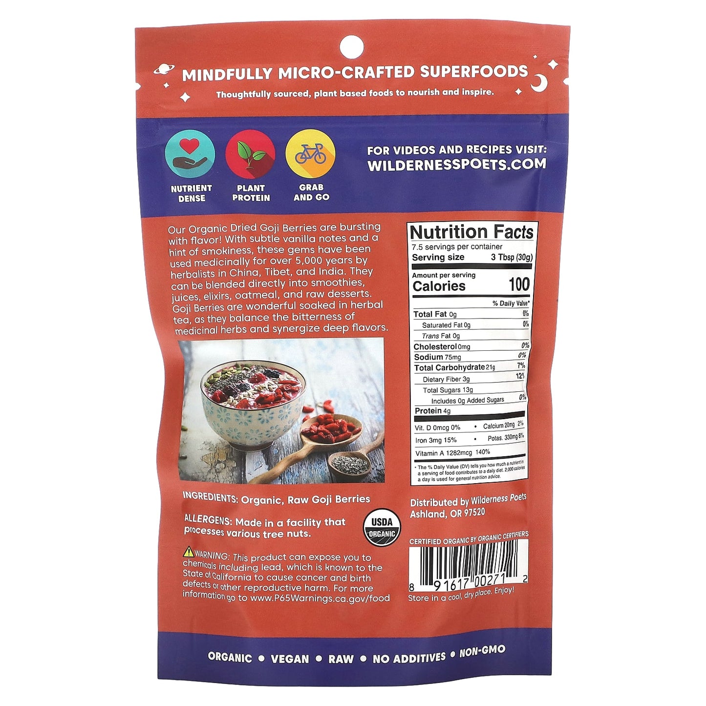 Wilderness Poets, Organic Goji Berries, 8 oz (226 g) - Image 2