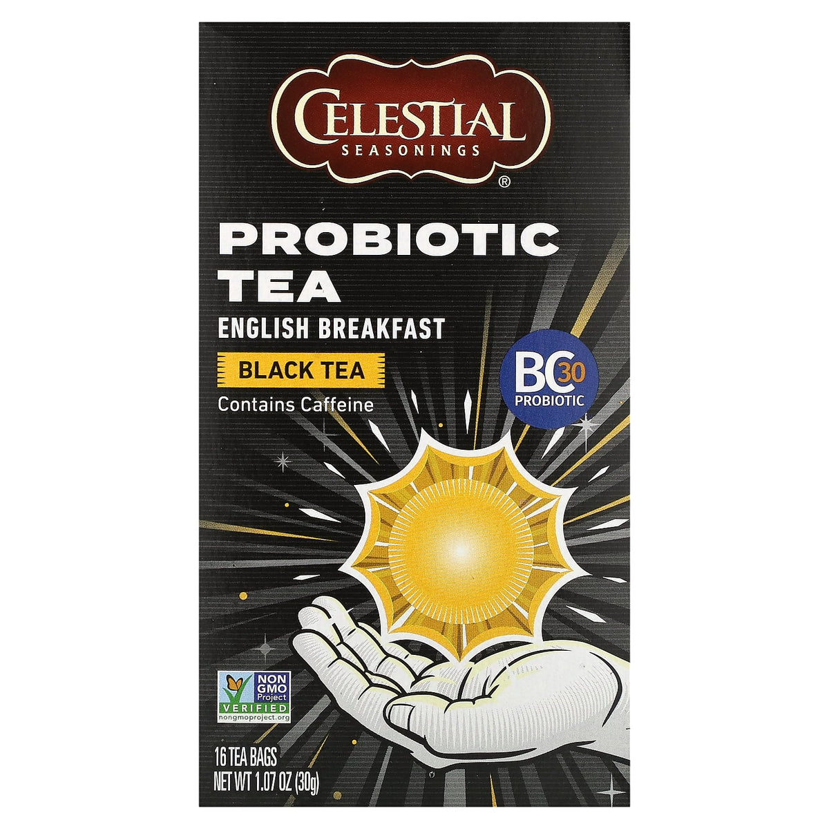 Probiotic Black Tea with English Breakfast Flavor, 16 Tea Bags, 1.07 oz, Gluten Free - Image 1