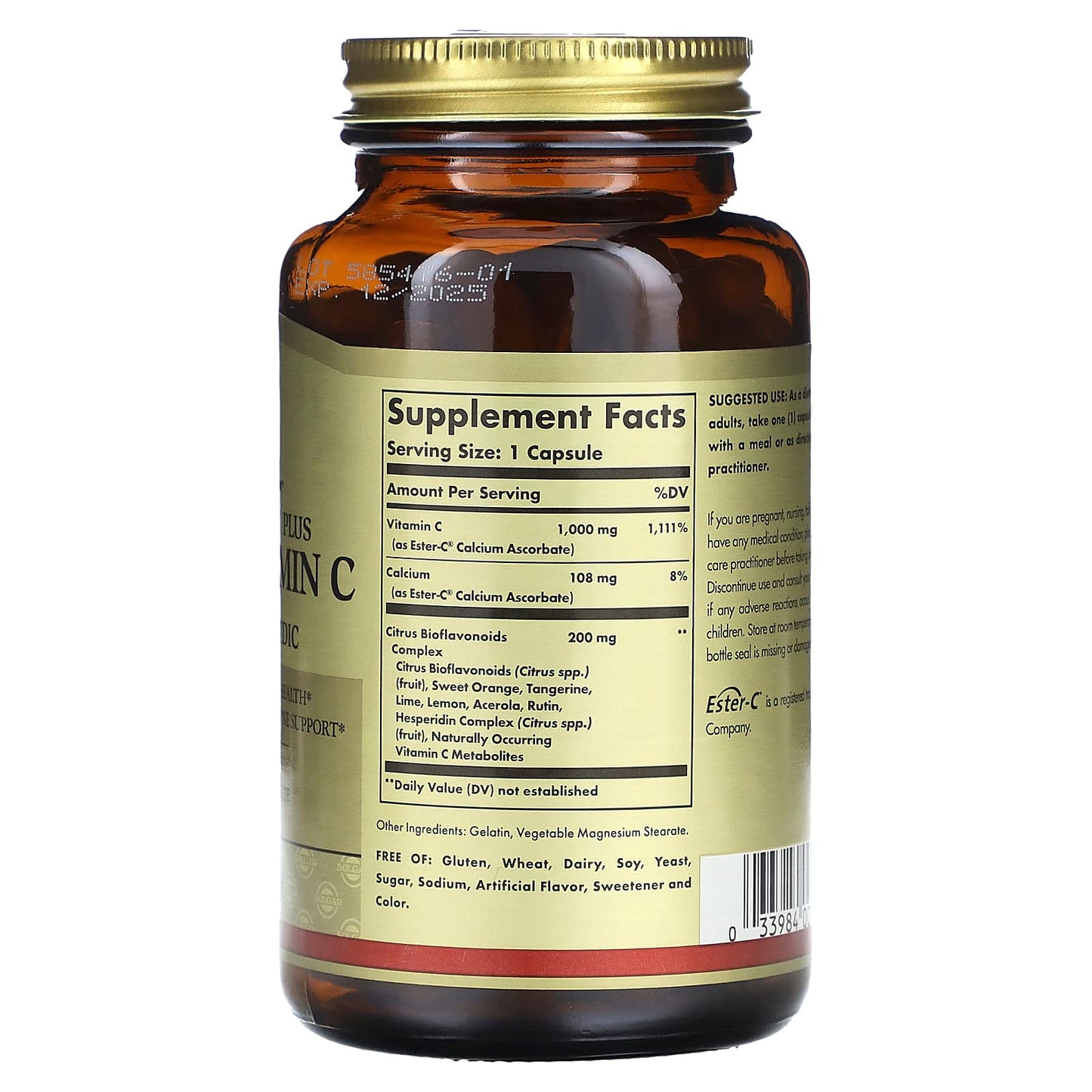 Solgar, Ester-C Plus, Vitamin C, 1,000 mg, 100 Capsules - Image 2