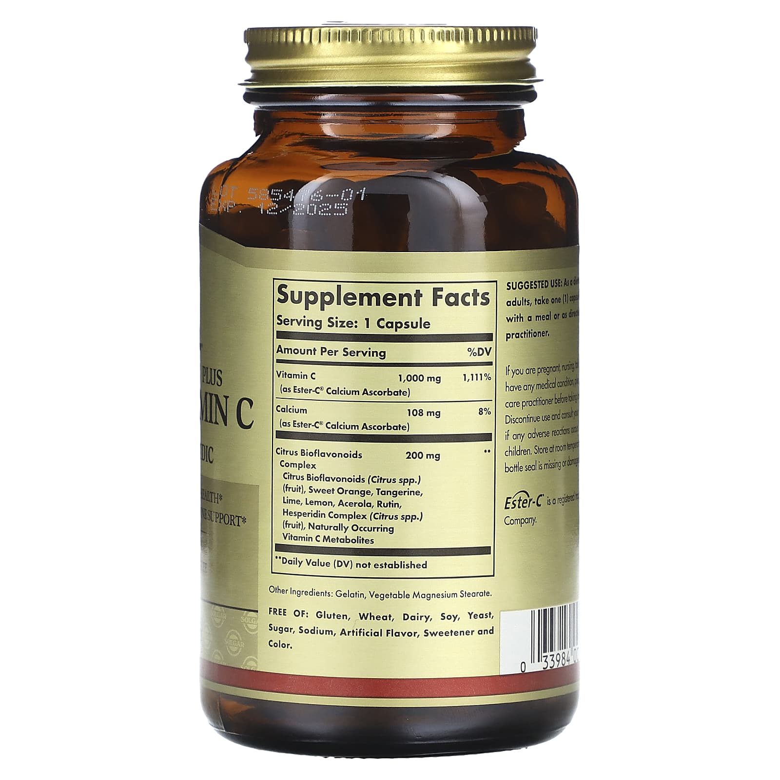 Solgar, Ester-C Plus, Vitamin C, 1,000 mg, 100 Capsules - Image 2