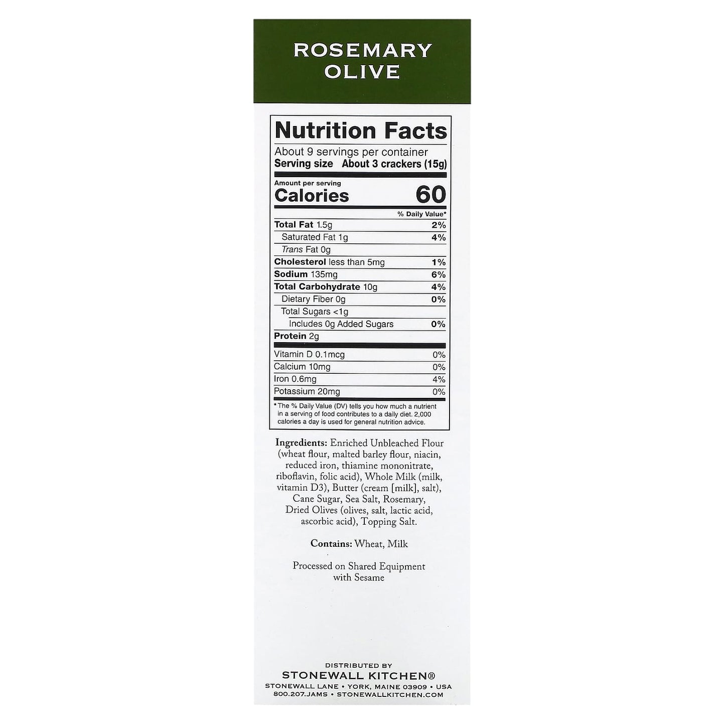 Stonewall Kitchen, Deli Crackers, Rosemary Olive, 4.7 oz (133 g) - Image 2