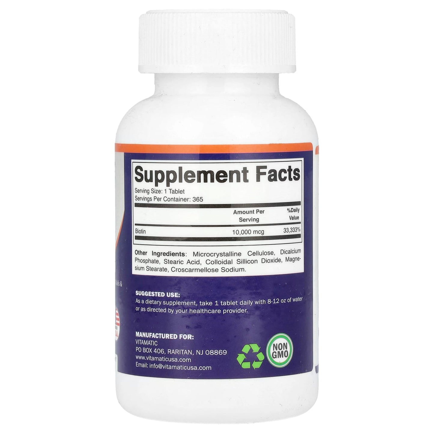 Vitamatic, Biotin, Max Strength, 10,000 mcg, 365 Tablets - Image 2