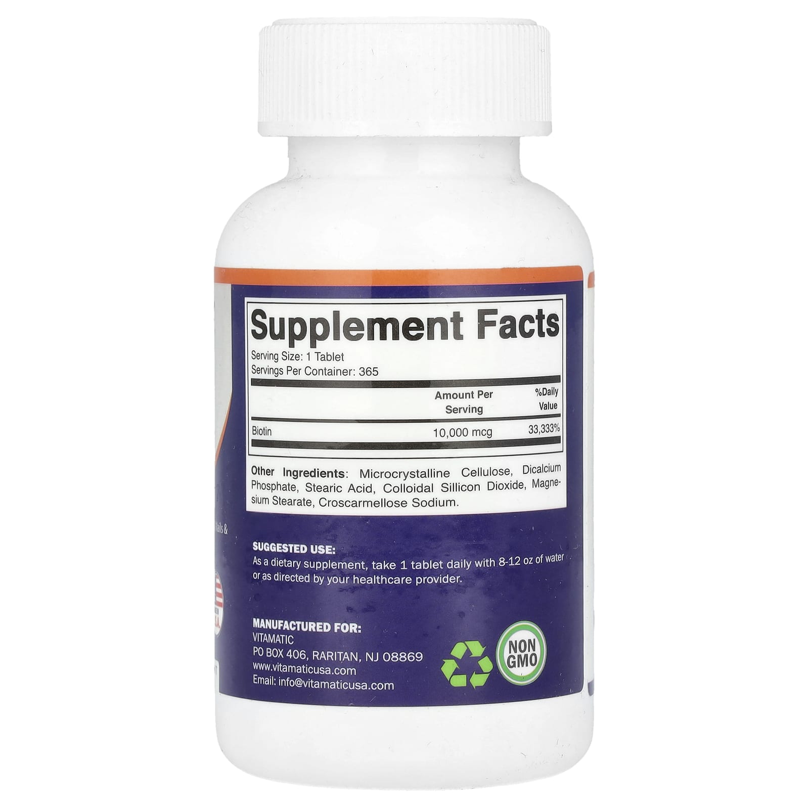 Vitamatic, Biotin, Max Strength, 10,000 mcg, 365 Tablets - Image 2