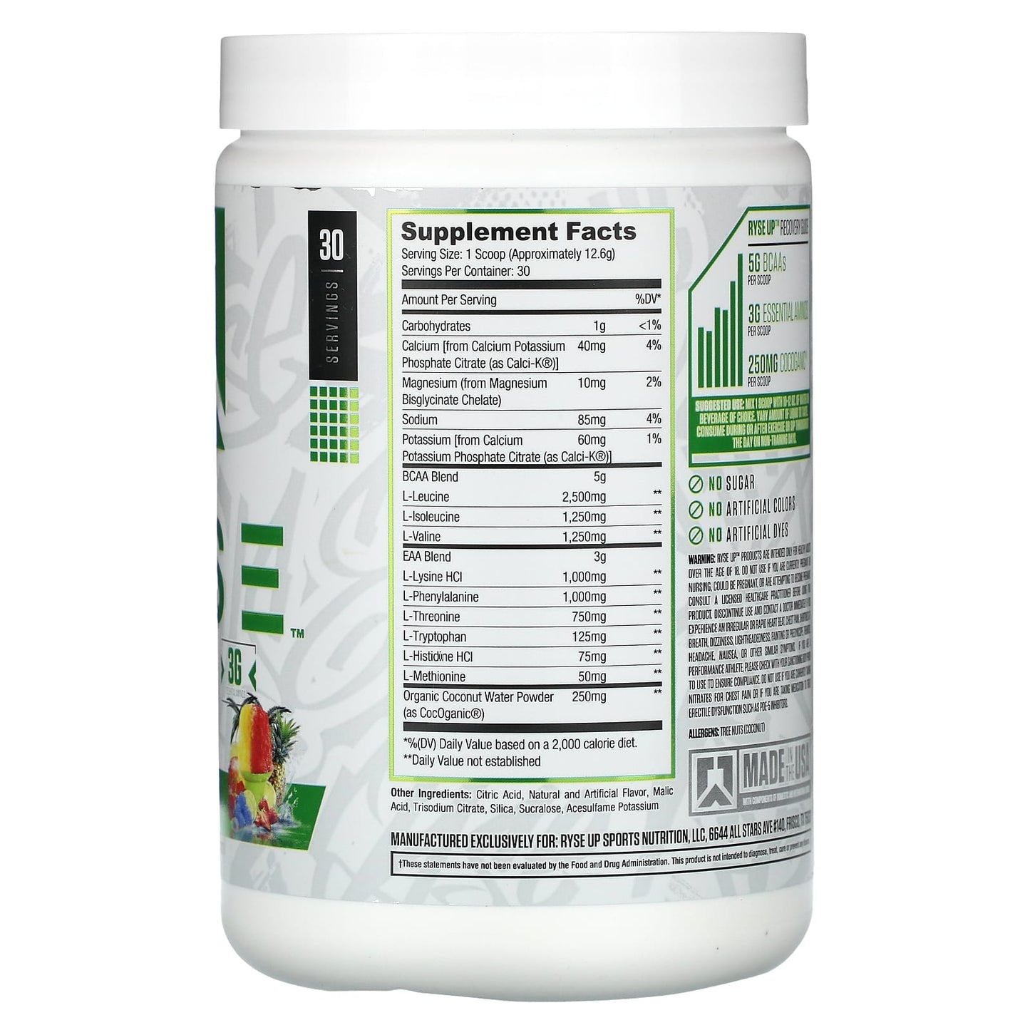 RYSE, BCAA / EAA, Tropical Snocone, 13.3 oz (378 g) - Image 2