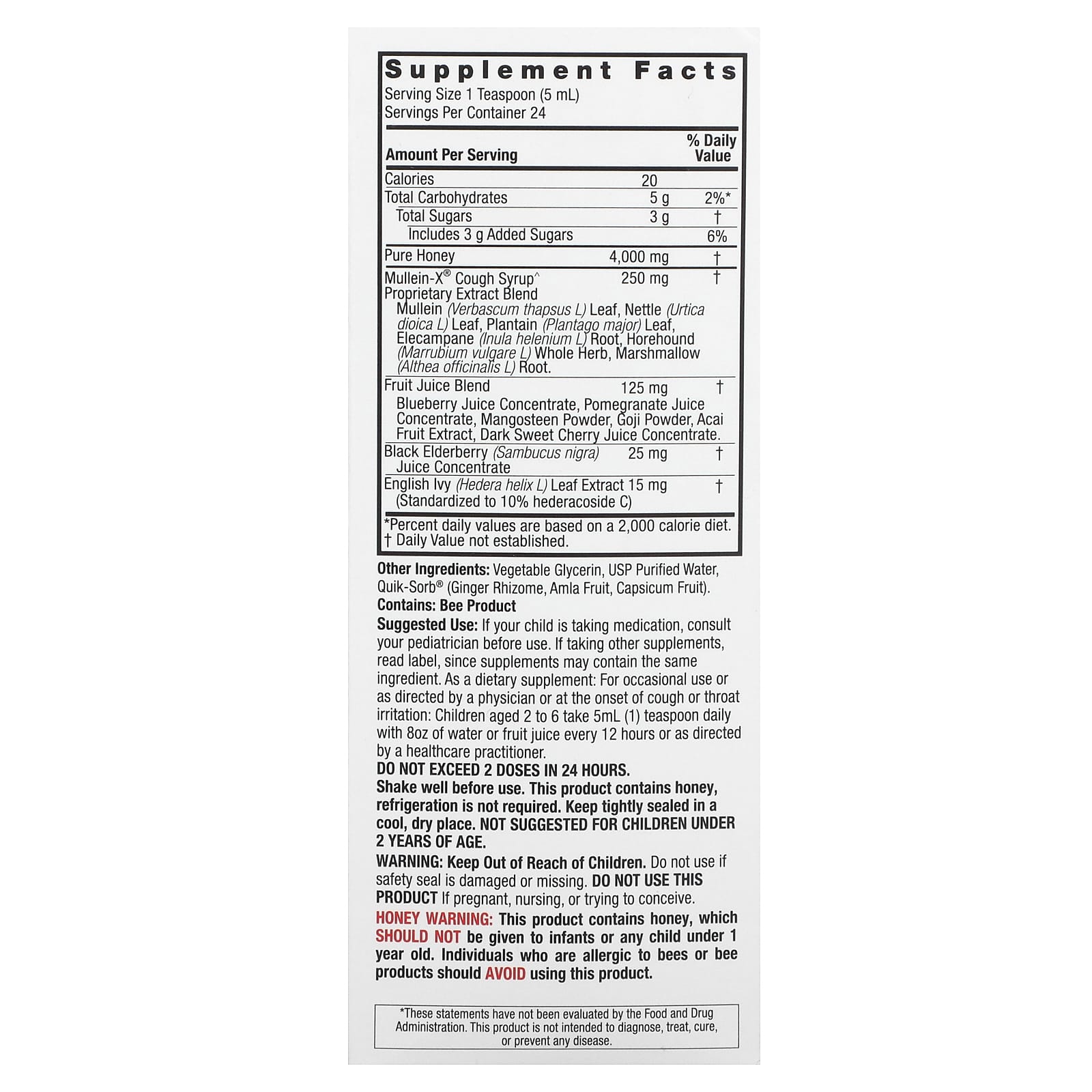 Nature's Answer, Natural Mullein-X Cough Syrup, Kids, 4 fl oz (120 ml) - Image 2