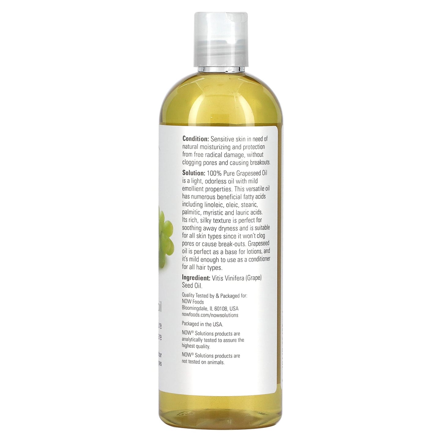 NOW Foods, Solutions, Grapeseed Oil, 16 fl oz (473 ml) - Image 2