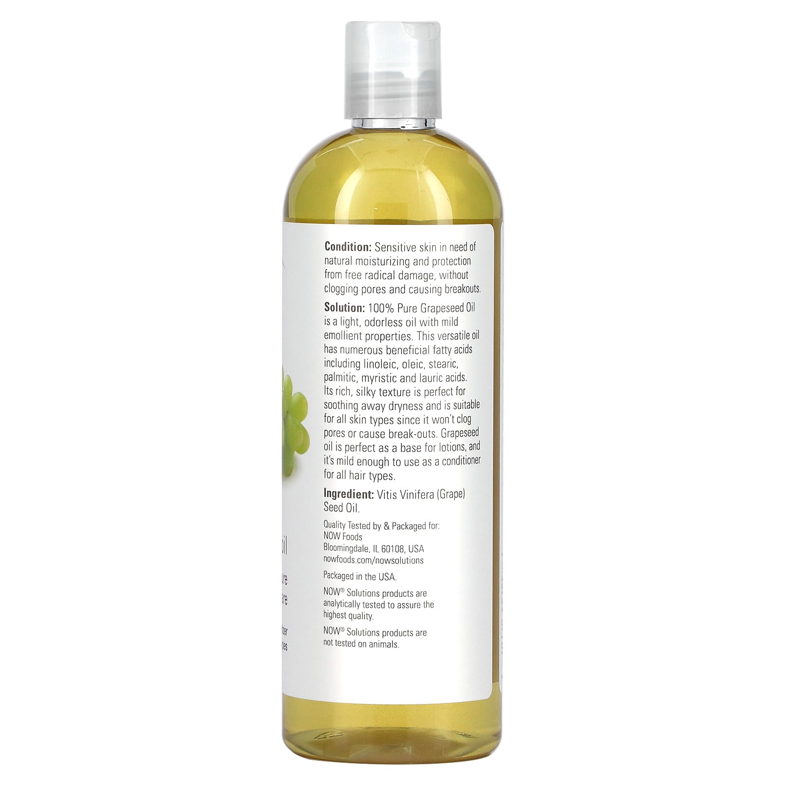 NOW Foods, Solutions, Grapeseed Oil, 16 fl oz (473 ml) - Image 2