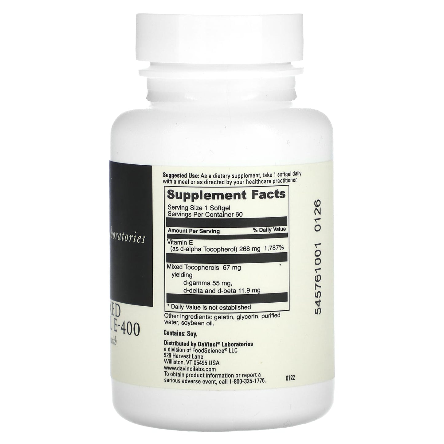 Vitamin E Supplement by DaVinci Laboratories - 60 Softgels - Image 2