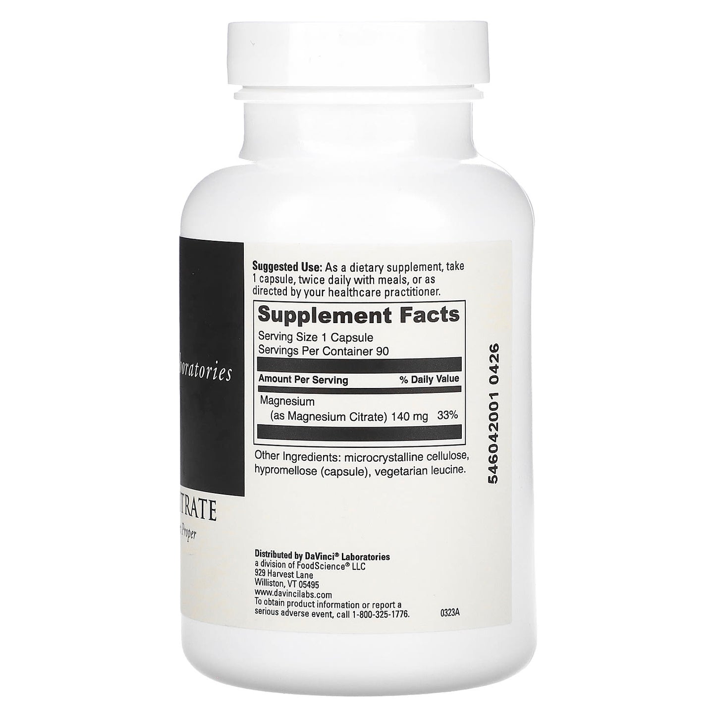 DaVinci Lab Magnesium Citrate 140mg for Nerve & Muscle Support - Image 2