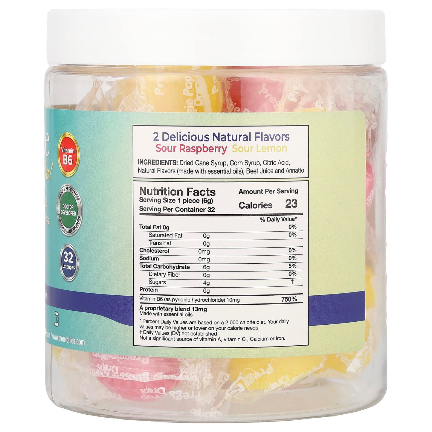 Preggie, Drops Plus!, Sour Raspberry, Sour Lemon, 32 Lozenges - Image 2