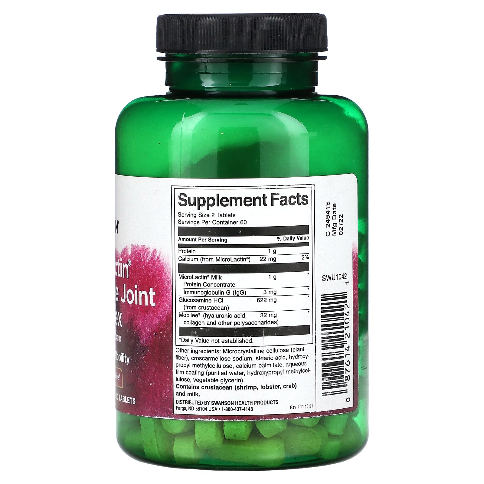Swanson, MicroLactin Glucosamine Joint Complex with Hyaluronic Acid, 120 Tablets - Image 2