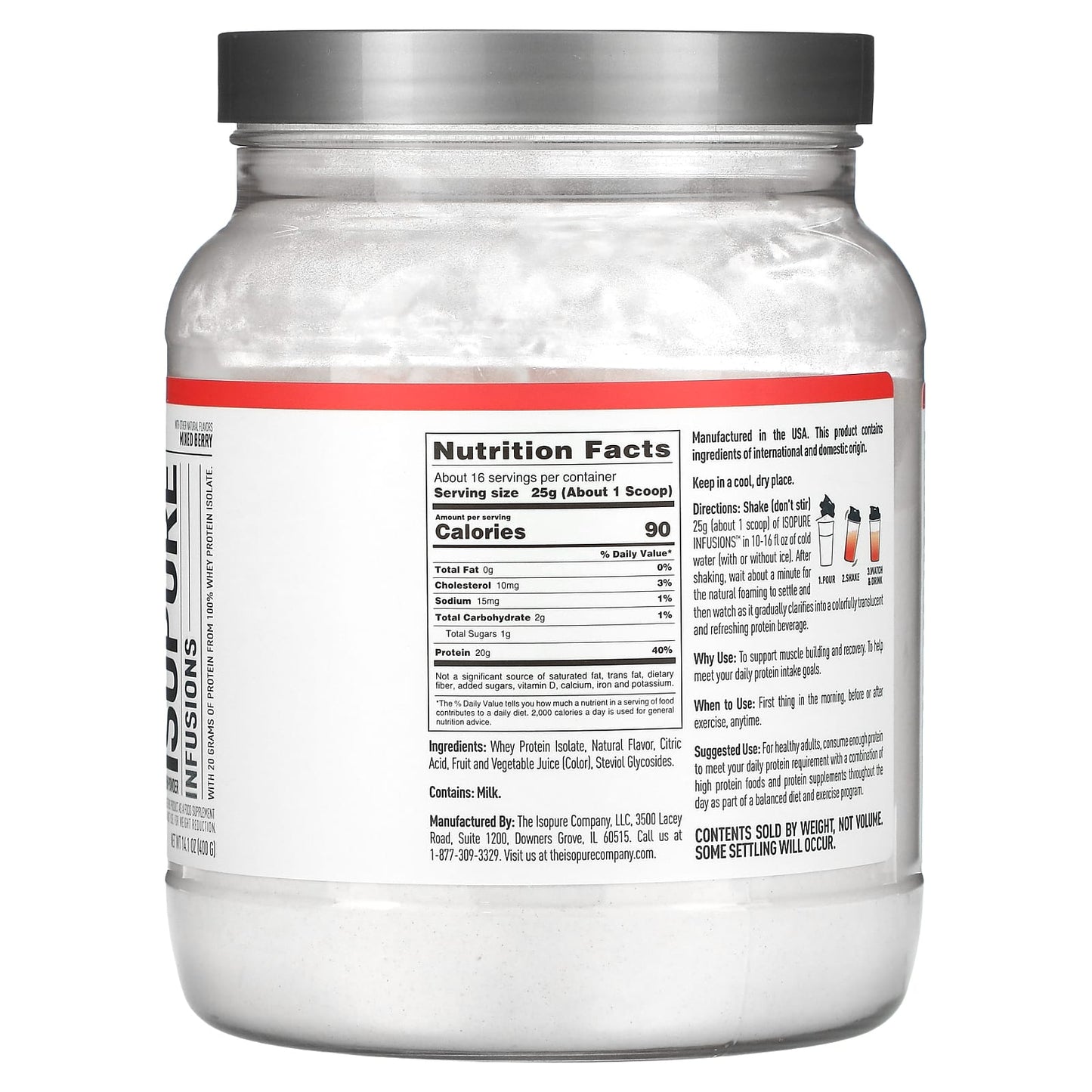 Isopure Infusions Protein Powder, Mixed Berry, 20g Protein Per Serving - Image 2