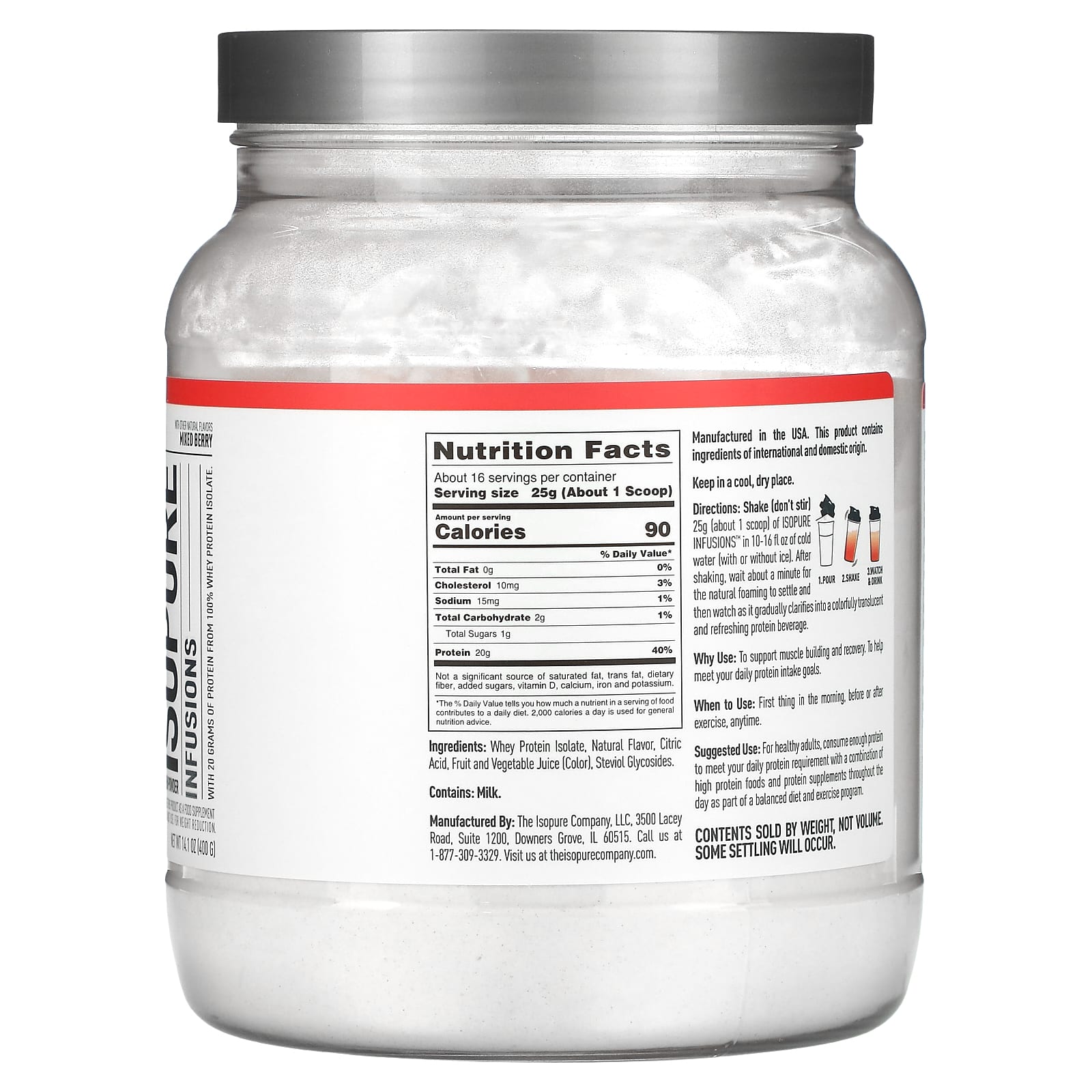 Isopure Infusions Protein Powder, Mixed Berry, 20g Protein Per Serving - Image 2