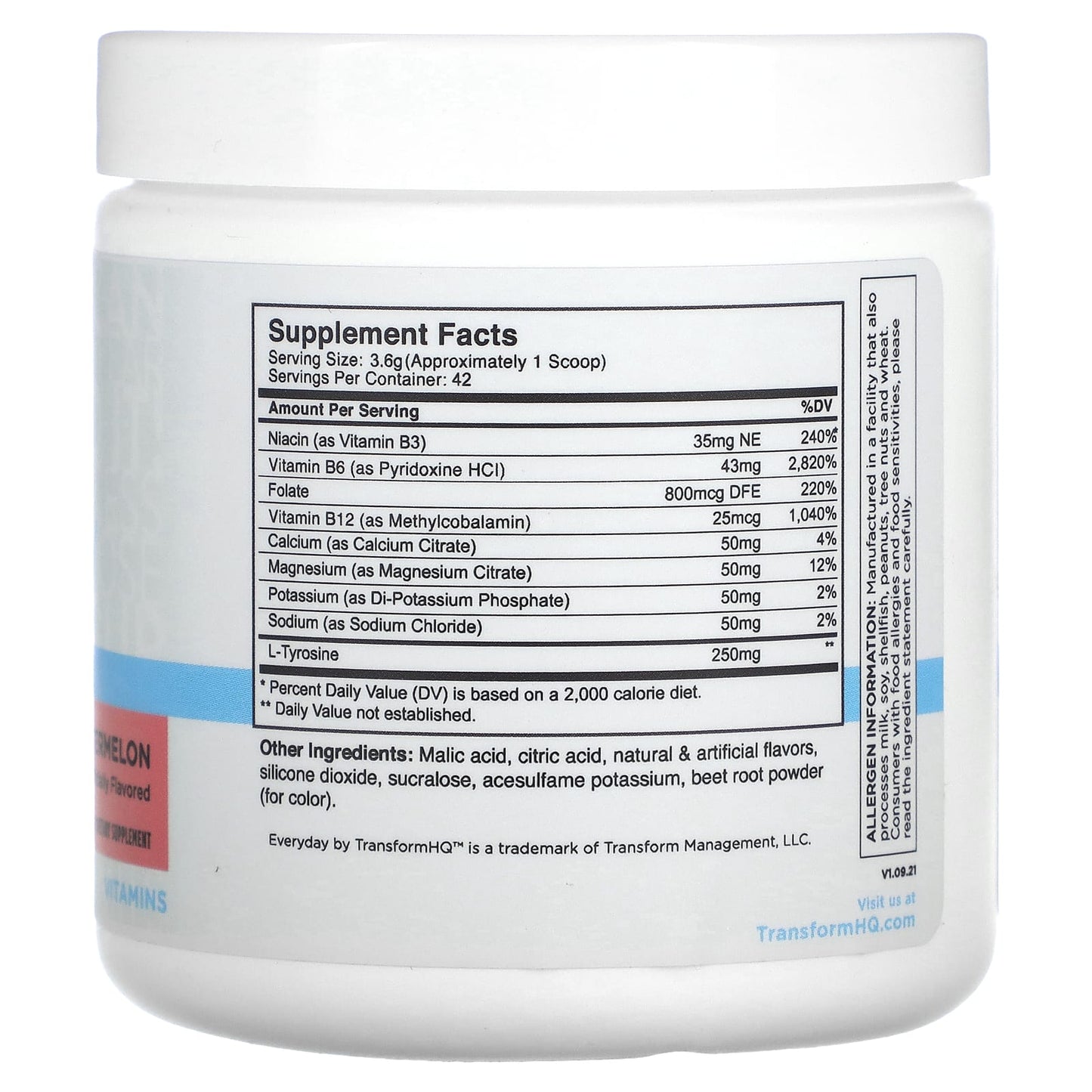 TransformHQ, Everyday, Hydration, Caffeine Free, Watermelon, 0.33 lb (151.2 g) - Image 2
