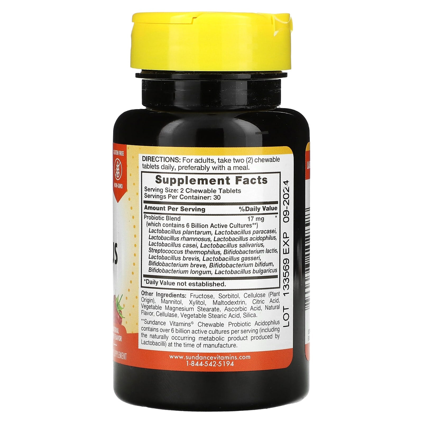 Sundance Vitamins, Chewable Probiotic Acidophilus, Natural Berry, 6 Billion, 60 Chewable Tablets (3 Billion per Tablet) - Image 2