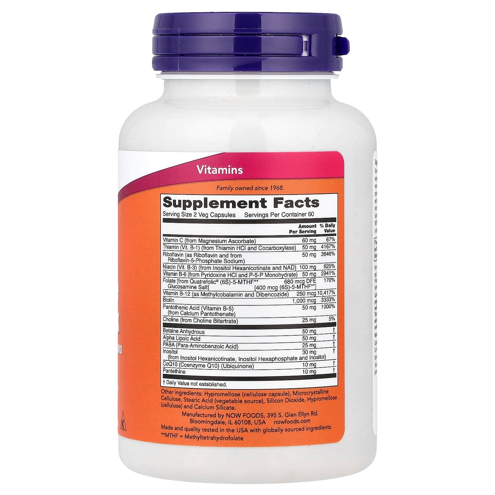 NOW Foods, Coenzyme B-Complex With Alpha Lipoic Acid and CoQ10, 120 Veg Capsules - Image 2