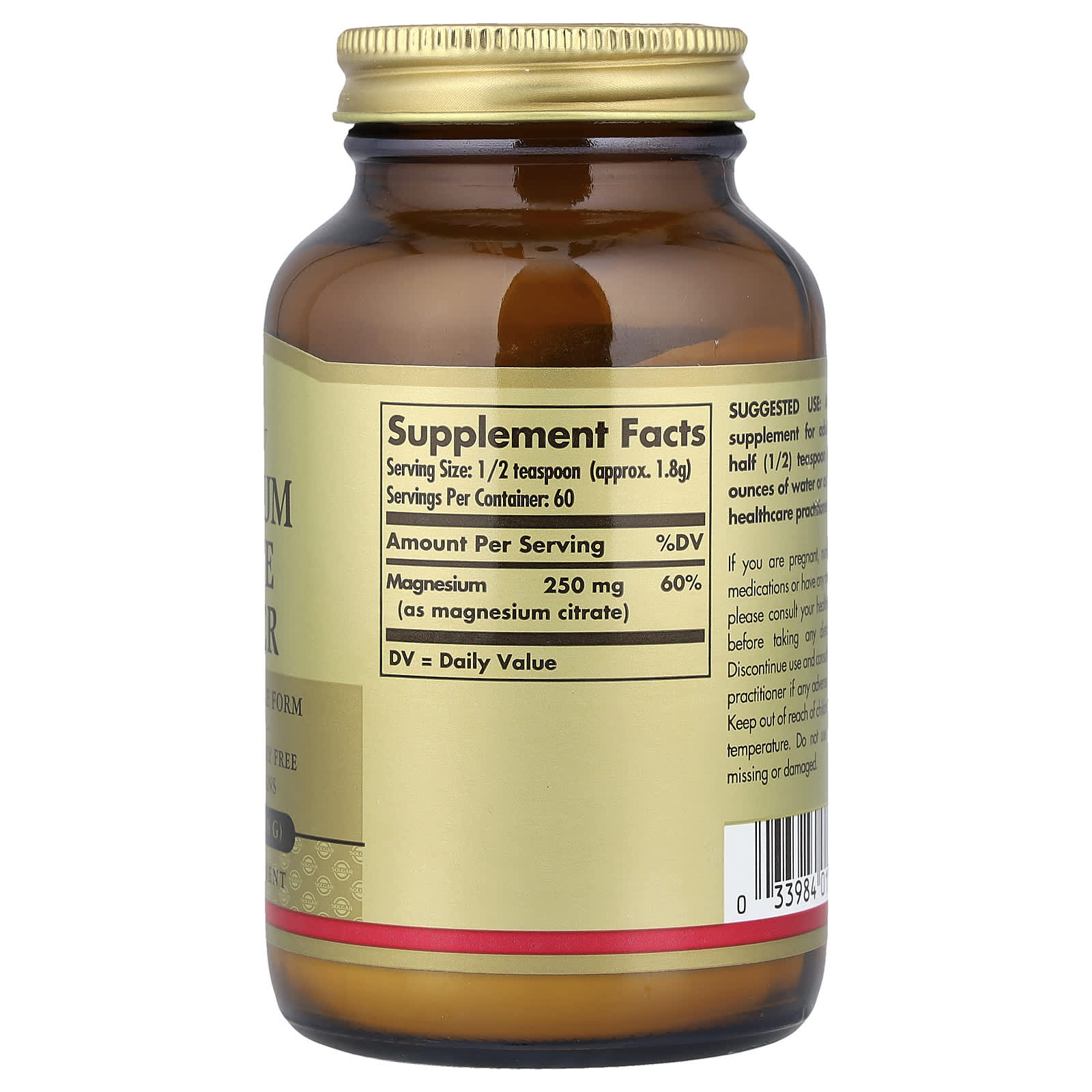Solgar, Magnesium Citrate Powder, 3.8 oz (108 g) - Image 2