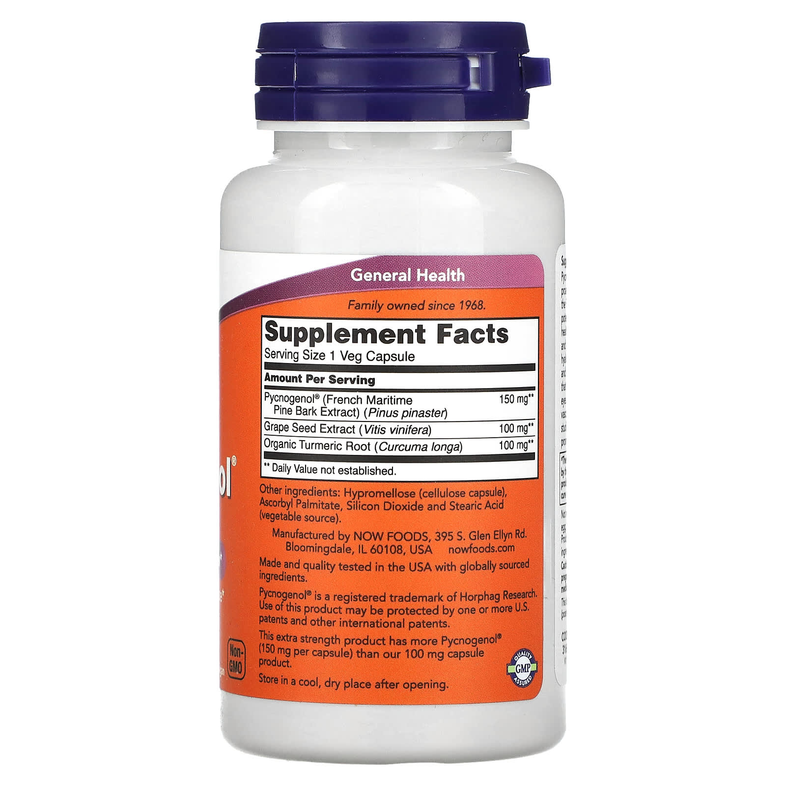 NOW Foods, Extra Strength Pycnogenol®, 150 mg, 60 Veg Capsules - Image 2